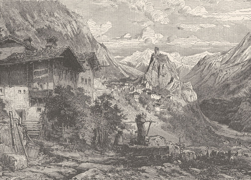 SWITZERLAND. Upper Trüns 1903 old antique vintage print picture